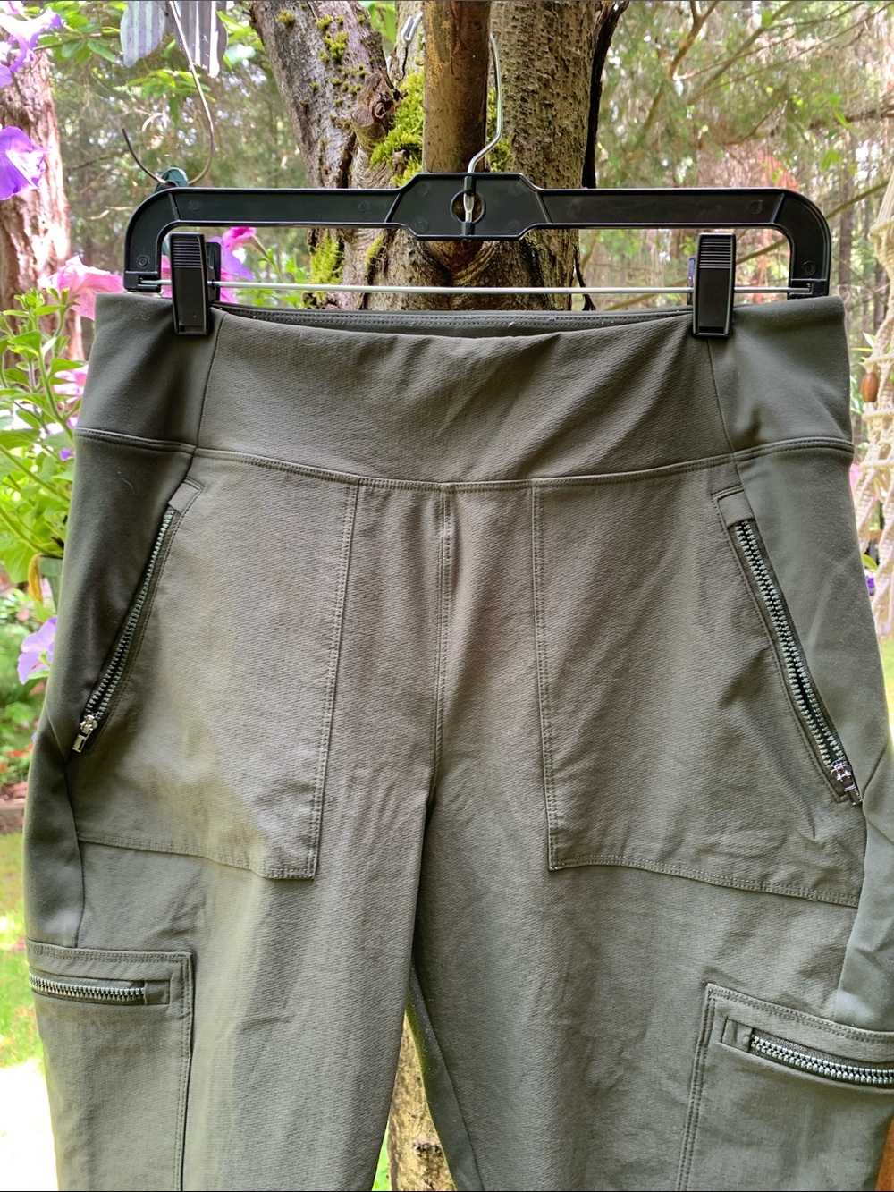 Athleta Olive Cargo Jogger Pants with Zip Pockets - Picture 2 of 5